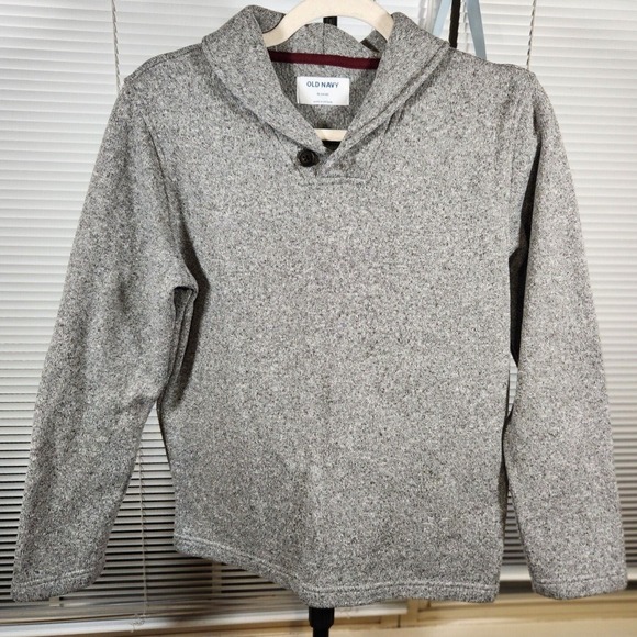 Old Navy Boys XL $40 Heather Gray Shawl Collar Sweater Sweatshirt Pullover - Picture 2 of 7